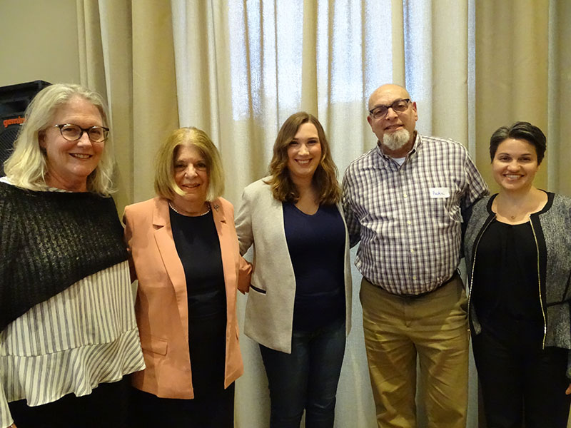 Sarah McBride with members of the congregation